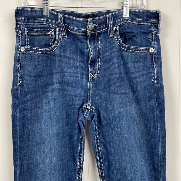 Express Barely Boot Mid Rise Jean Women's 14 Short Five Pocket Styling Comfy - Picture 4 of 14